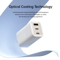 Rock Wall charger Ice2Cube GaN - USB + 2xType C - PD 65W 3A white