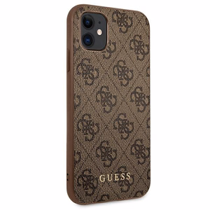 Guess 4G Metal Gold Logo dėklas telefonui iPhone 11 / Xr 6.1" - Rudas