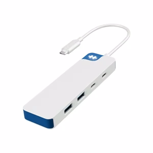 Hyper HyperDrive Flex HD5200BUGL – 4 prievadų USB-C kombinuotas šakotuvas, baltas ir mėlynas