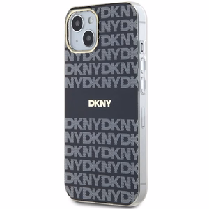 DKNY IML Mono ir juostelės Magnetinis dėklas iPhone 15 Plus / 14 Plus - juoda