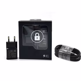 Įkroviklis Samsung EP-TA200B juodas originalus (2A / Fast Charge) + "MicroUSB" laidas / (originalus įpakavimas)