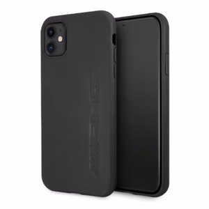 AMG AMHCN61DOLBK iPhone 11 6,1 - juodas kietas odinis dėklas su karšto spaudimo efektu