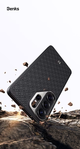 Benks Magnetic Armor Pro Armor Grid Kevlar Dėklas Metal Frame 600D (H048) for Samsung Galaxy S26 juodas