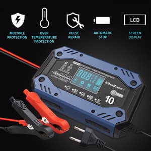 Qoltec 52482 зарядное устройство для автомобильного аккумулятора 12/24 V черный, синий