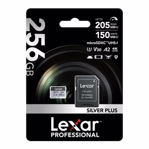 „Lexar High-Performance Silver Plus“ microSDXC atminties kortelė, 256 GB + adapteris