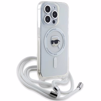 Karl Lagerfeld Crossbody IML Karl Head Magnetinis dėklas telefonui iPhone 15 Pro Max - permatomas