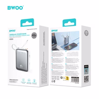 BWOO 20000mAh Fast Charging Išorinė baterija PD45W With 2 Cables Type C and Lightning P78 sidabrinis