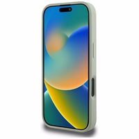 Guess grūdėtos odos mažas klasikinis dėklas su dideliu 4G logotipu iPhone 16 Pro - žalias