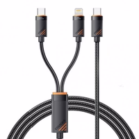 USB Laidas Essager "Triple" 3in1 juodas "Type-C / Type-C / Lightning" 120cm