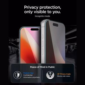 Spigen Glas.tR EZ Fit Pro HD AC privatumo grūdintas apsauginis stiklas, skirtas iPhone 18 Pro Max