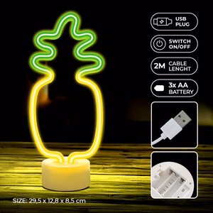 Neon LED on stovas PINEAPPLE oranžinis žalias USB-C FSC-12 Forever Light