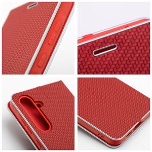 LUNA Book Carbon dėklas telefonui Xiaomi Redmi 13C / POCO C65 raudonas