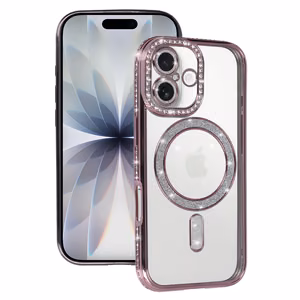 Bling Magsafe rožinis dėklas telefonui iPhone 17