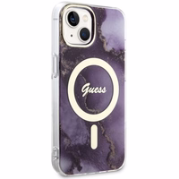 Guess GUHMP14SHTMRSU iPhone 14 6.1" violetinė/violetinė kietas dėklas Golden Marble Magnetinis