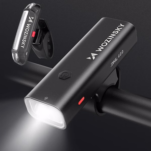 Wozinsky WSBLB2 priekinio (400 lm) ir galinio USB-C dviračio žibintų rinkinys – juodas