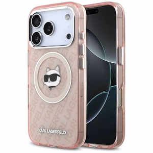 Karl Lagerfeld IML Choupette Head Logo Magnetinis dėklas telefonui MagSafe iPhone 17 Pro Max - rožinis