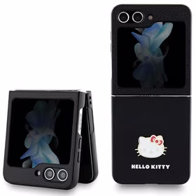 Hello Kitty Metal Logo Kitty Head dėklas Samsung Galaxy Z Flip 5 - juodas