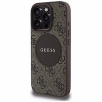Guess 4G Circle Classic Logo Magnetinis dėklas telefonui iPhone 16 Pro Max - rudas