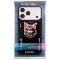 NIMMY dėklas GLASSES COOL CAT suderinamas su MagSafe IPHONE 17 juodas rožinė