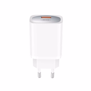XO sieninis įkroviklis CE19 QC 18W 1x USB, baltas + USB-C laidas