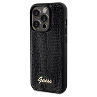 Guess Sequin Script Metal dėklas telefonui iPhone 14 Pro - juodas