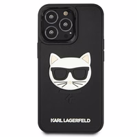 Karl Lagerfeld 3D guminis Choupette dėklas telefonui iPhone 13 Pro / iPhone 13 - juodas