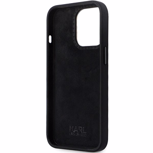 Karl Lagerfeld KLHCP13LSMHKNPK dėklas telefonui iPhone 13 Pro / 13 - juodas silikoninis Ikonik metalinis kaištis