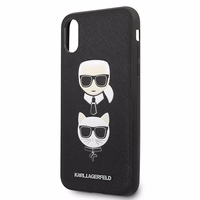 Karl Lagerfeld Saffiano Karl&Choupette Galvos dėklas telefonui iPhone XS Max - juodas