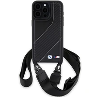 BMW M Edition Carbon Stripe & Strap dėklas telefonui iPhone 15 Pro - juodas