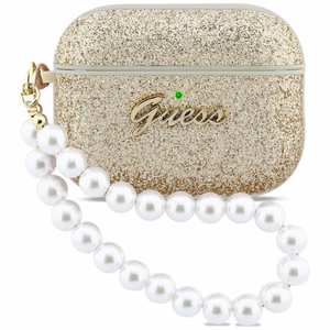 Guess Glitter Pearl Dirželis Dėklas for AirPods Pro 3 - auksinis