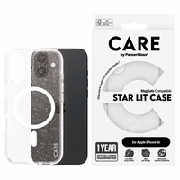 CARE by PanzerGlass Flagship Star Lit dėklas telefonui iPhone 16 6.1" baltas Magnetinis 1341