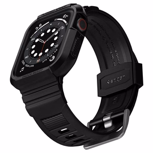 Spigen Rugged Armor Pro dėklas su dirželiu Apple Watch 4 / 5 / 6 / 7 / 8 / SE (44/45 mm) - juodas