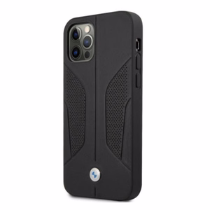 BMW odinis dėklas su perforuotais šonais iPhone 12 Pro Max - juodas