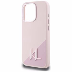 Karl Lagerfeld Silikoninis Shadow Metal Initial MagSafe dėklas telefonui iPhone 15 Pro Max rožinis
