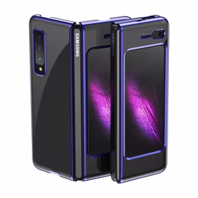 Plating dėklas kietas dėklas su elektroplokštės rėmeliu Samsung Galaxy Fold mėlynas