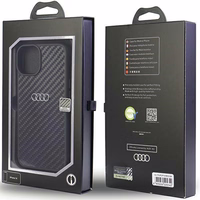 Audi Anglies pluošto iPhone 14 6.1" juodas/juodas kietas dėklas AU-TPUPPCIP14-R8/D2-BK