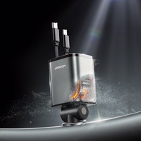 Joyroom JR-CCL05 30W 4 viename automobilinis įkroviklis su 2 įmontuotais ištraukiamais kabeliais - tamsiai pilkas