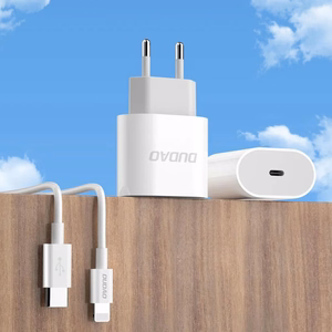 Dudao A14EUC PD 20W USB-C sieninis įkroviklis su kabeliu - baltas