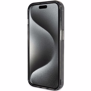 Guess dėklas telefonui su stovu Ring Stand Script Glitter magnetinis iPhone 15 Pro Max - juodas