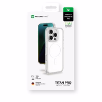 AmazingThing Titan Pro Mag dėklas su magnetiniu žiedu iPhone 16 Pro - skaidrus