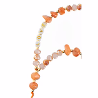 LOVE telefono dirželis, pakabukas / virvelės ilgis 44 cm (22 cm kilpoje) / ant rankos – oranžinis