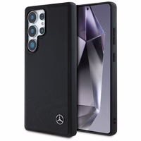 Mercedes Odinis Horizontalios įspaustos kreivės Magnetinis dėklas Samsung Galaxy S25 Ultra - juodas