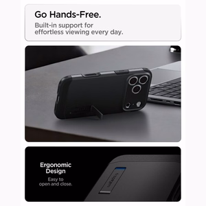 Spigen Tough Armor MagSafe dėklas, skirtas iPhone 18 Pro / 17 Pro – spalva: juoda
