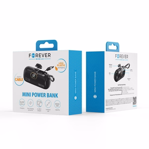 Forever mini išorinė baterija MTB-100 22.5W 5000 mAh USB C juodas