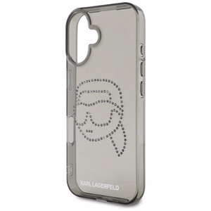 Karl Lagerfeld IML Rhinestones Karl Head dėklas telefonui iPhone 16 juodas