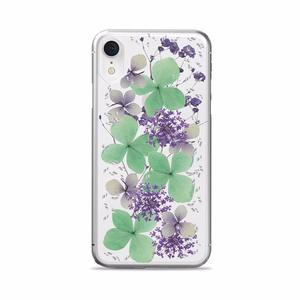 Puro Glam Hippie Chic dėklas, skirtas iPhone XR, su tikrais žaliais gėlių žiedlapiais