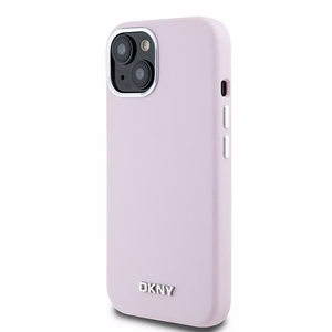 DKNY dėklas telefonui iPhone 15 6,1" DKHMP15SSMCHLP rožinė HC Magsafe silikonas su horizontalus metalinis logotipas