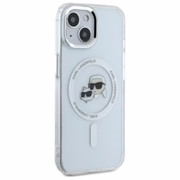 Karl Lagerfeld IML Metal Karl&Choupette galvos MagSafe iPhone 14 dėklas – baltas