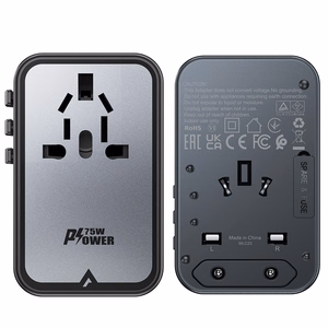 Universalus kelioninis įkroviklis Acefast Z1 75W GaN 2xUSB-A/3xUSB-C juodas
