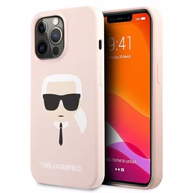 Karl Lagerfeld Silikoninis Karl`o galvos dėklas telefonui iPhone 13 Pro Max 6.7" - šviesiai rožinis